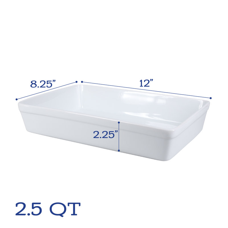 White 12-Inch Porcelain Rectangular Baking Dish