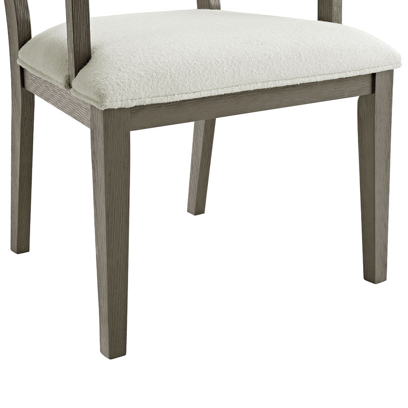 Modern White and Gray Wood Dining Arm Chair