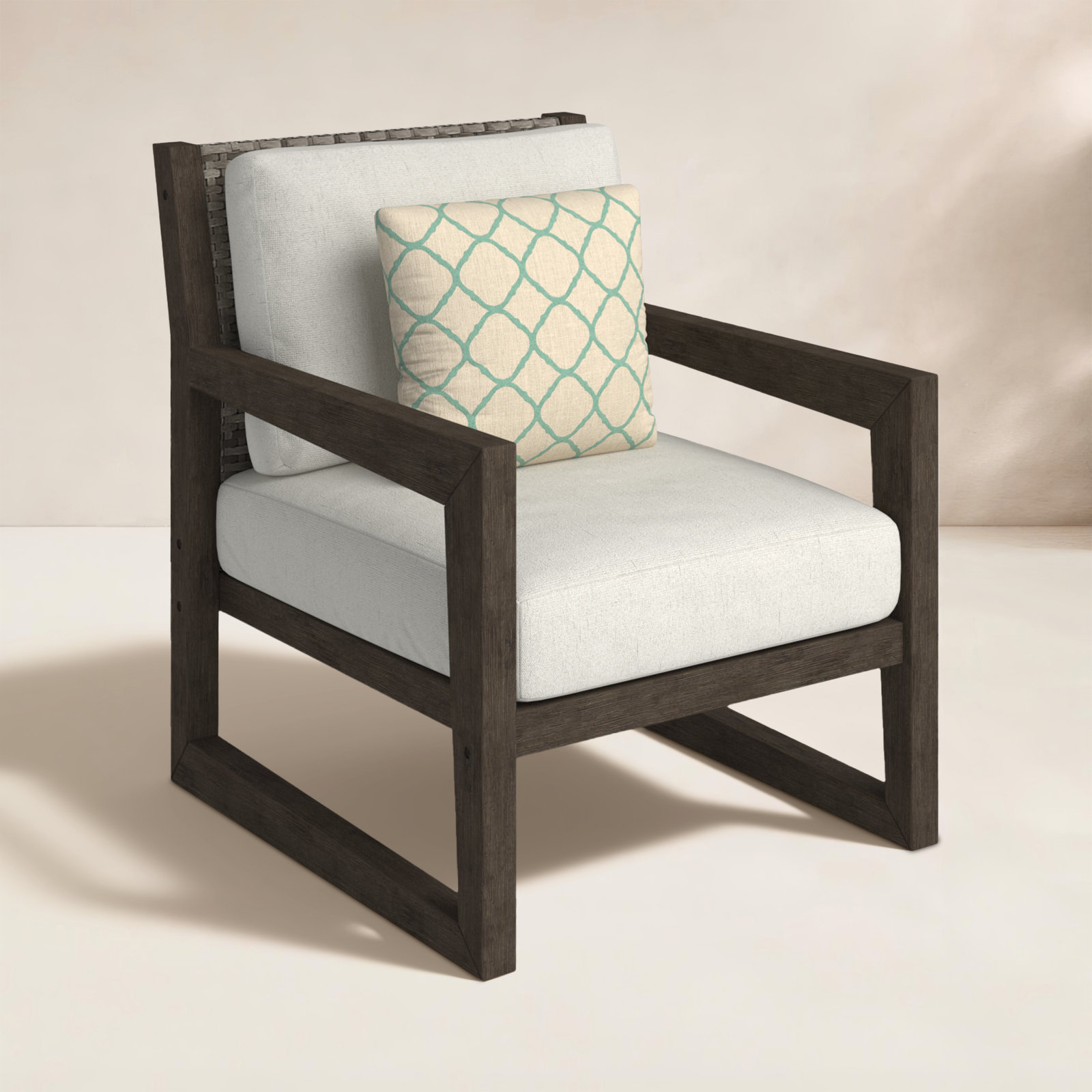 Acacia Patio Lounge Chair, Light Gray/Espresso Brown