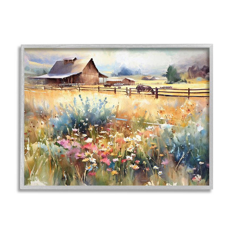 «Horse In Farmhouse Meadow» par Ramona Murdock, Estampe numérique Farmhouse, H 11 po x l 14 po x P 1,5 po
