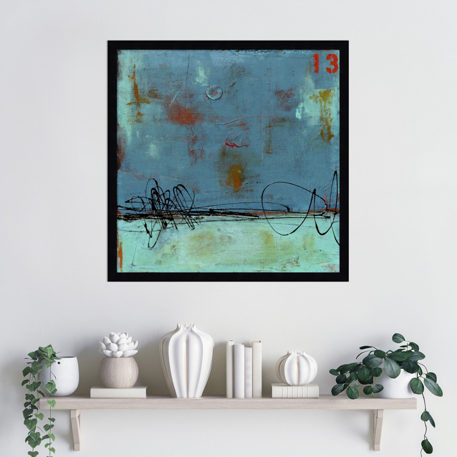 Blue Bay Marina I Print by Erin Ashley, 21" H x 21" W, Black