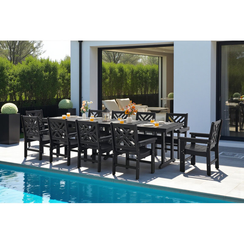 All-weather Hdpe Patio Dining Set With Umbrella Hole, 10