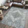 Pavel Distressed Medallion Low-Pile Machine-Washable Light Gray/Blue Rug