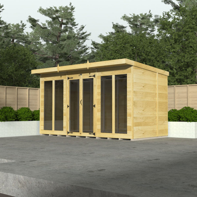 8ft x 6ft Pent Summer House (Full Height Window)
