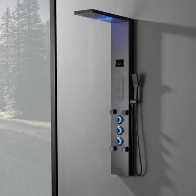 Système de panneau de douche à 5 jets de pluie avec pommeau de douche à pluie et colonne de douche