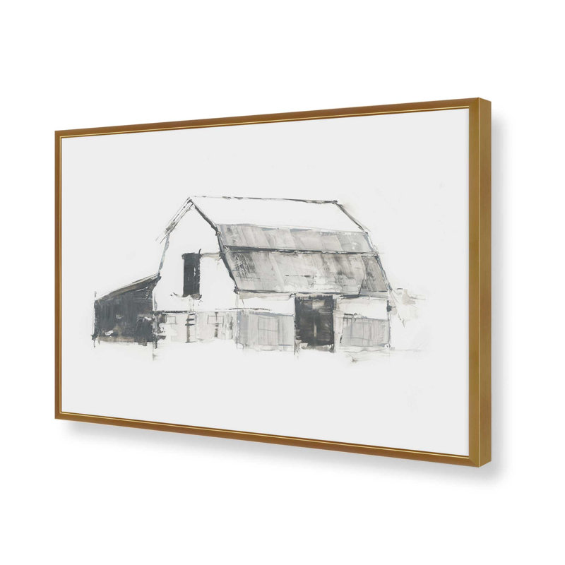 «Greycale Barn Study I» par Ethan Harper, reproduction d'art, 12" H x 16" W, Gold