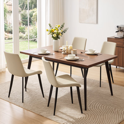 Shenay PU Leather Dining Room Chair with Metal Legs for Indoor Kitchen Living Room