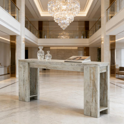 Table d'entrée en bois, console, canapé