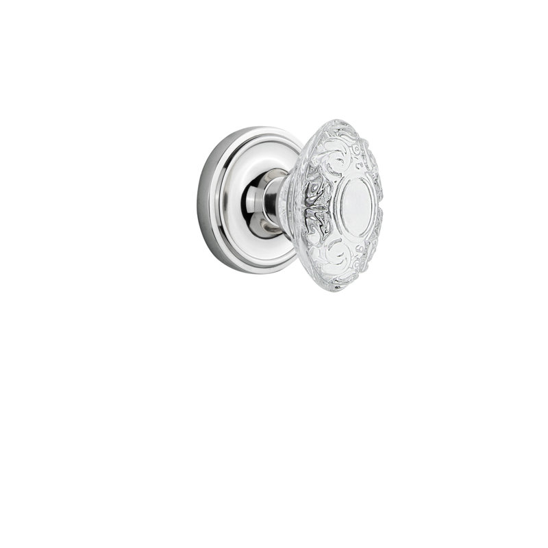 Classic Rosette with Crystal Victorian Knob, Bright Chrome