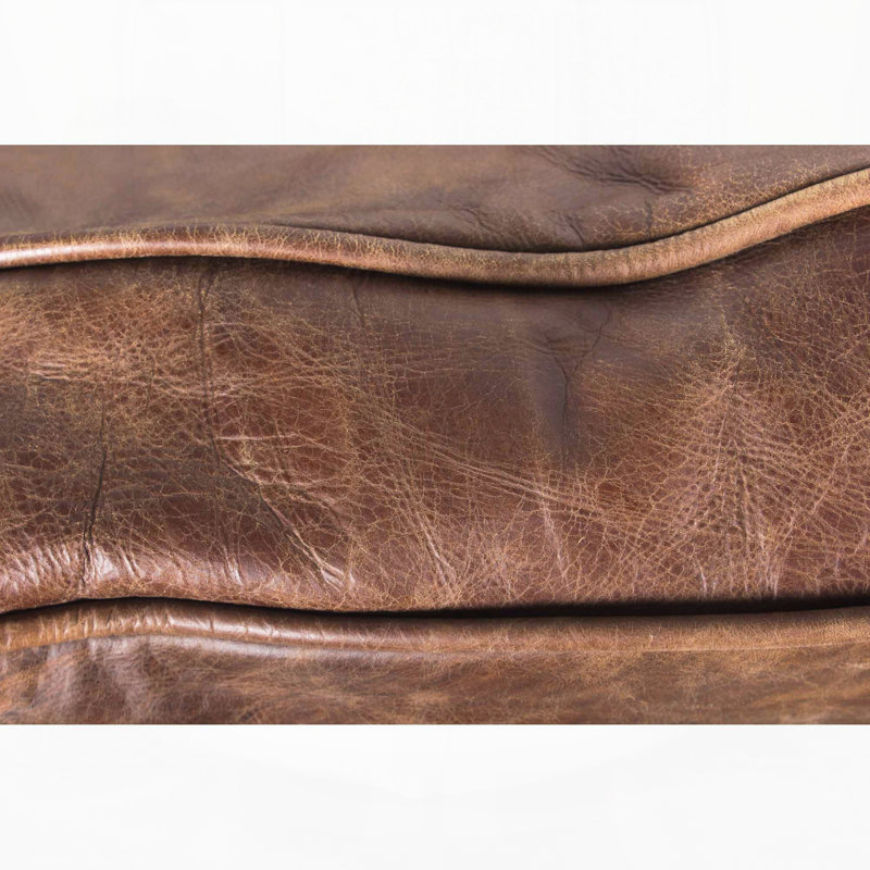 Modern Faux Leather Sofa, 72" W, Brown Faux Leather