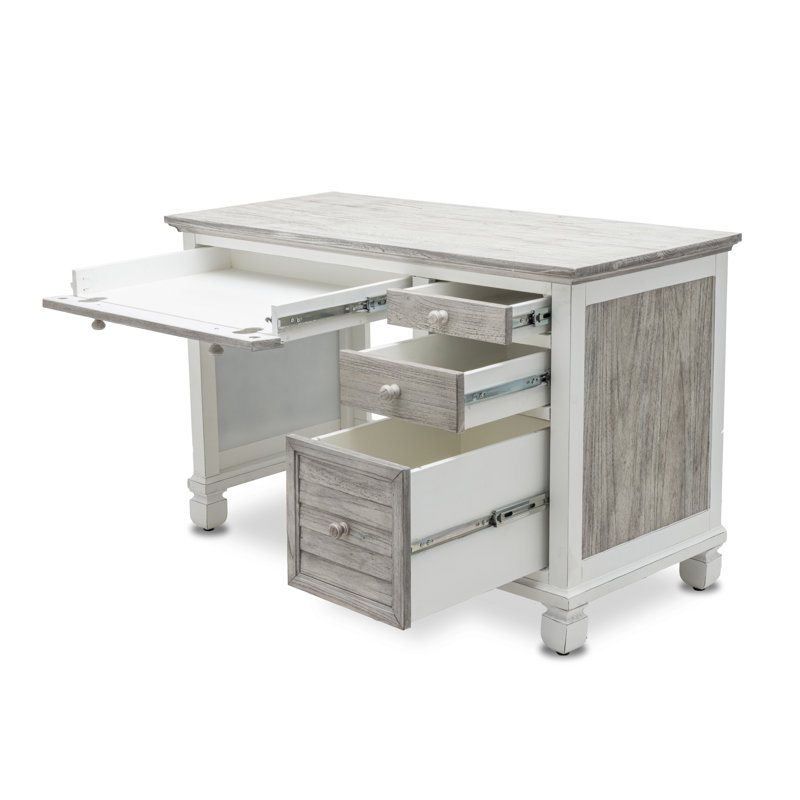 Ensemble de bureau et chaise - Finition gris pommelé et blanc