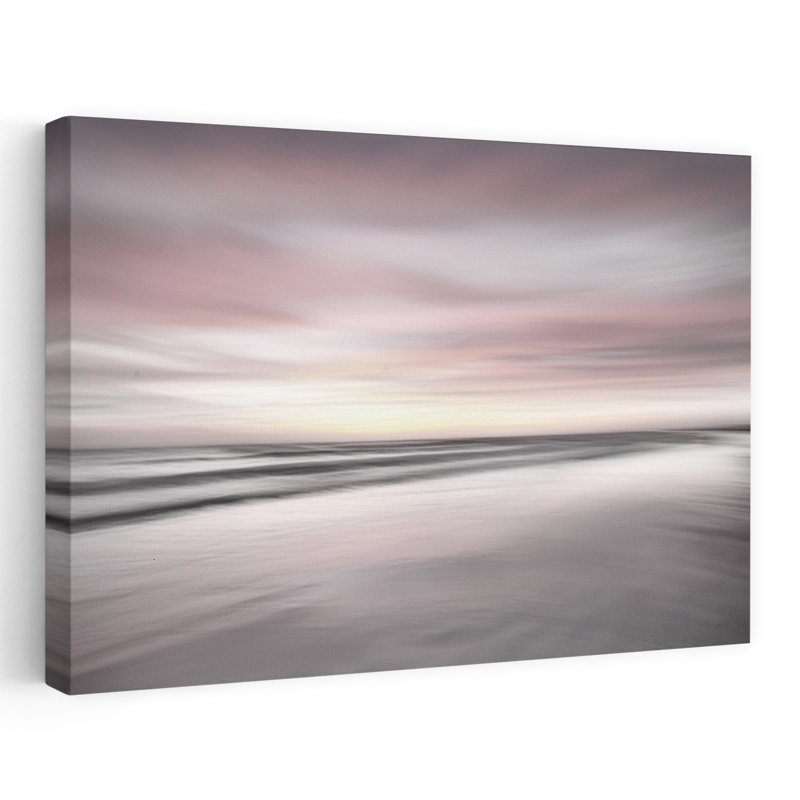 Nuage rose abstrait art serein plage sereine, H 32 po x l 48 po