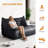 Boneless Armless 3-Seat Lazy Sofa Bean Bag Sofa Floor Chair For Living Room Bedroom, Faux Leather, Beige-784099472-790959903