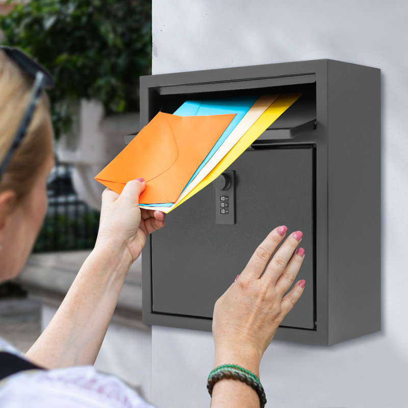 Lockable Mailbox Wall‑mounted Drop Box Letter Box with Combination Lock Suggestion Box Donation Box for Home Apartment Office
