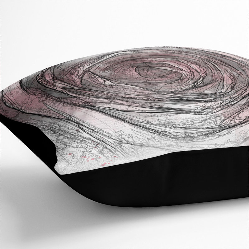 Pink Rose Flower Vol.2 Scatter Cushion, Black, 55cm H x 55cm W x 20cm D