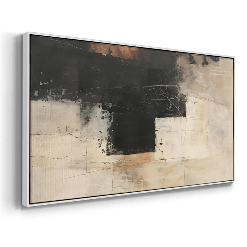 «Abstract Series» -CCCLLX III - Toile tendue avec châssis encadré - Prêt à être accroché, H 17 po x l 33 po, Blanc