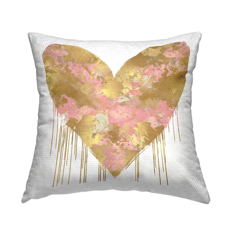 Stupell Industries Abstract Glam Pink Heart Outdoor Printed Pillow by Lindsay Rodgers