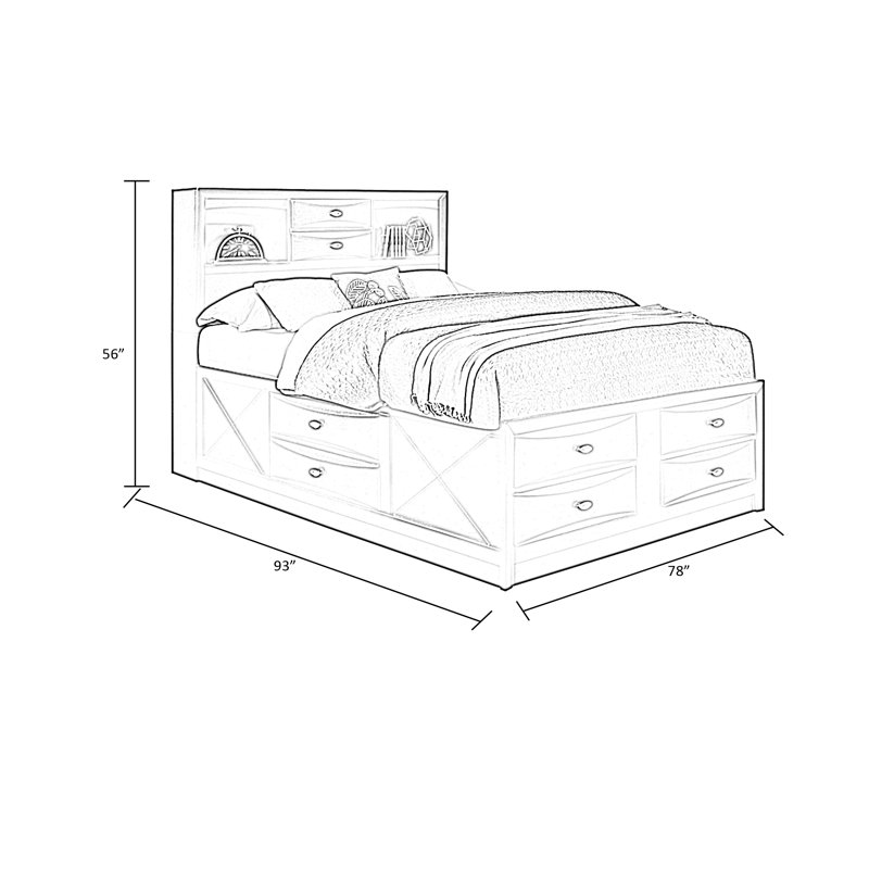 Piechota Bookcase Storage Bed, King, Black