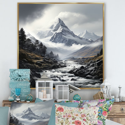 Art mural mural montagnes alpines monochromes de Suisse II