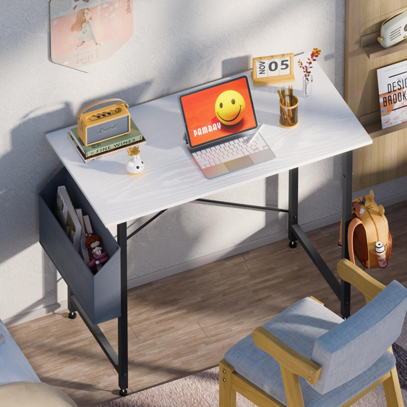 32 Inch Computer Desk For Small Spaces With Storage Bag, Home Office Work Desk With Headphone Hook, Small Office Desk Study Writing Table