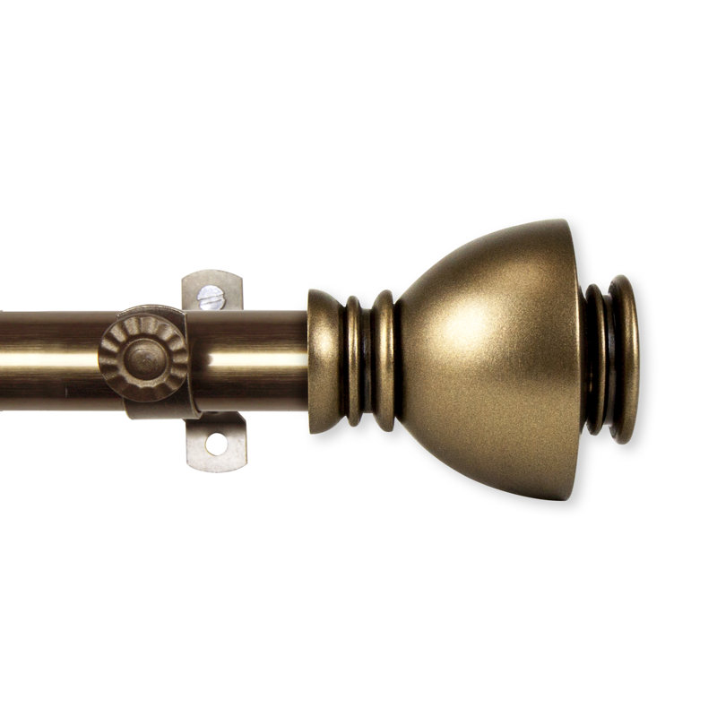 Ensemble de quincaillerie à rideaux simple 5 côtés pour fenêtre à baies Haubstadt, Laiton antique