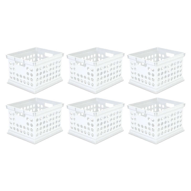Sterilite Stackable Plastic Storage Open Crate Bin Organizer Box, White