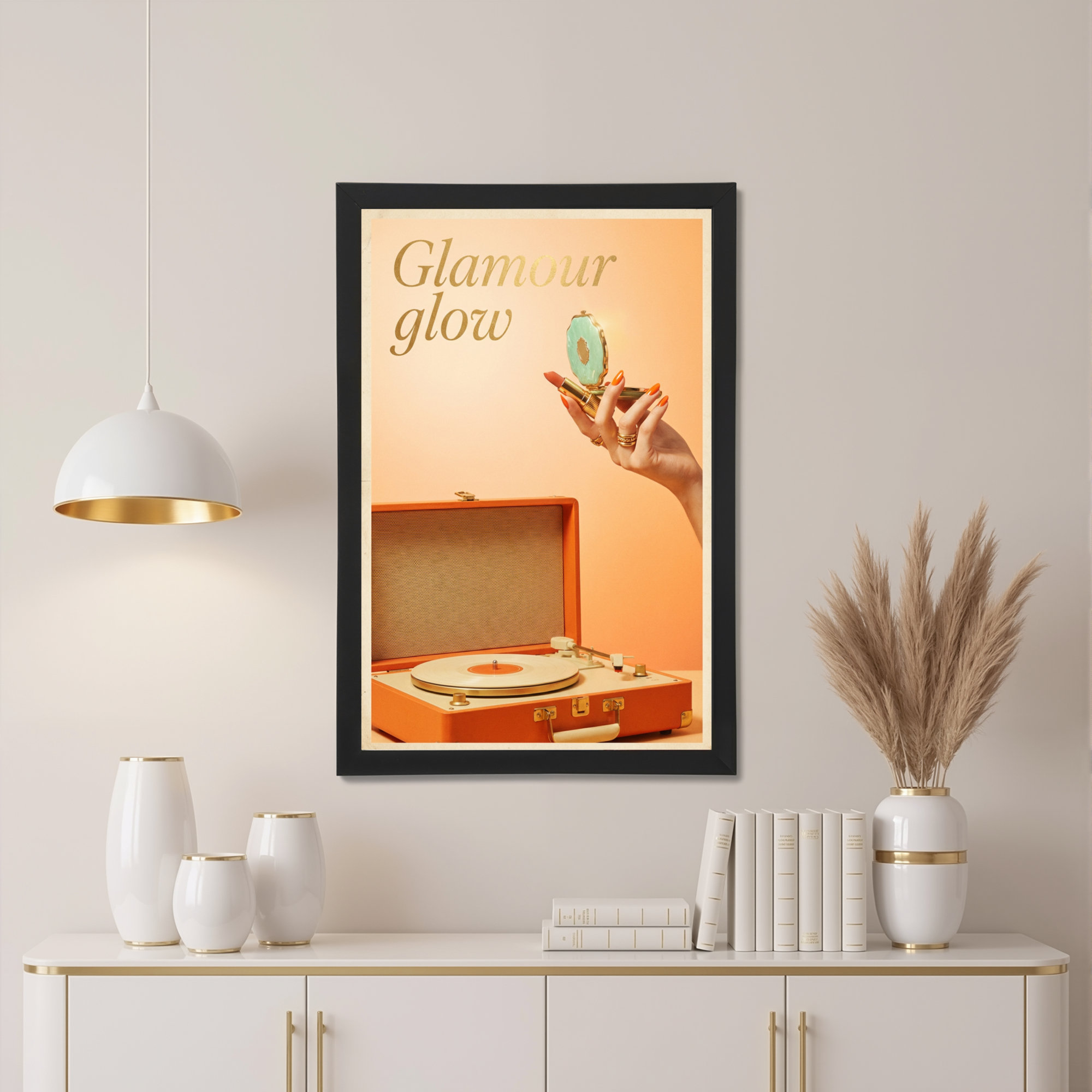 Winston Porter Glamour Glow Vintage Record Player And Mirror Canvas ...