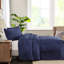Couvre-lit plissé 3 pièces bleu marine, motif classique, microfibre douce, motif, lin facile d'entretien
