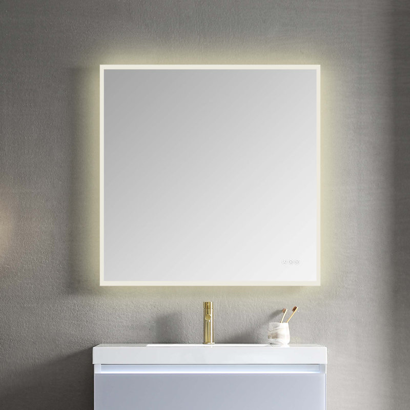 Fahriye 35.19 " W Free Standing Wall Mounted Single Double Single Vanity Bathroom Vanity With Acrylic Top with Mirror