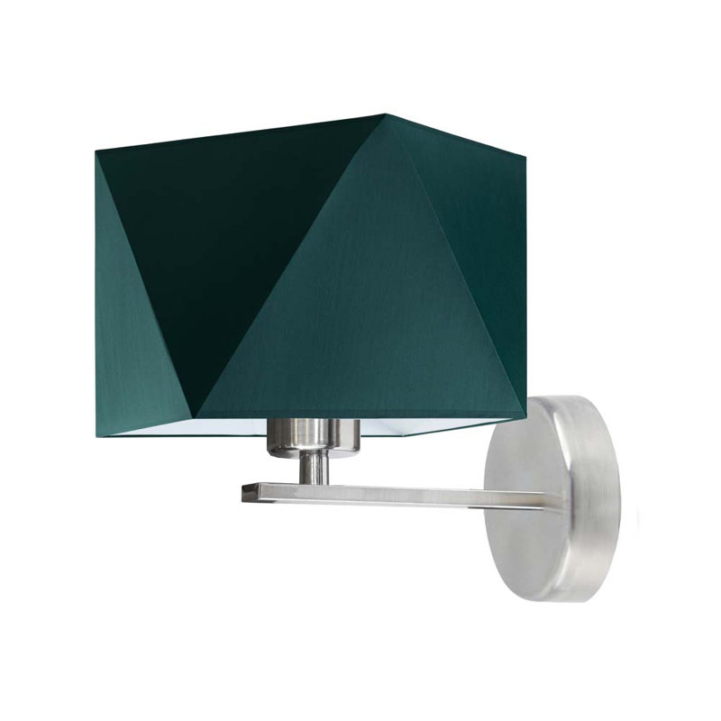 Ayaina Armed Sconce, Brushed Steel, Bottle Green