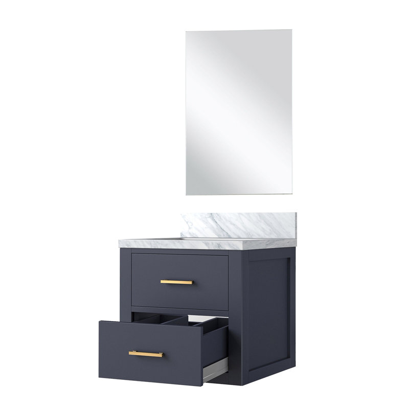 Bleu 20 po Meuble-lavabo avec comptoir en acrylique et cadre en bois massif X 18
