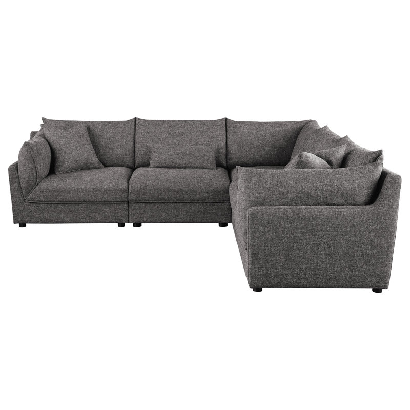 Black 5-Piece Modular Sectional Sofa