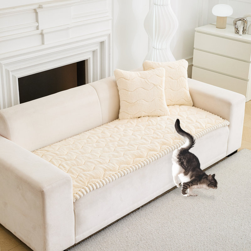 Housse de canapé lavable et pelucheuse pour chien - Housse antidérapante pour animaux de compagnie pour 2 ou 3 coussins