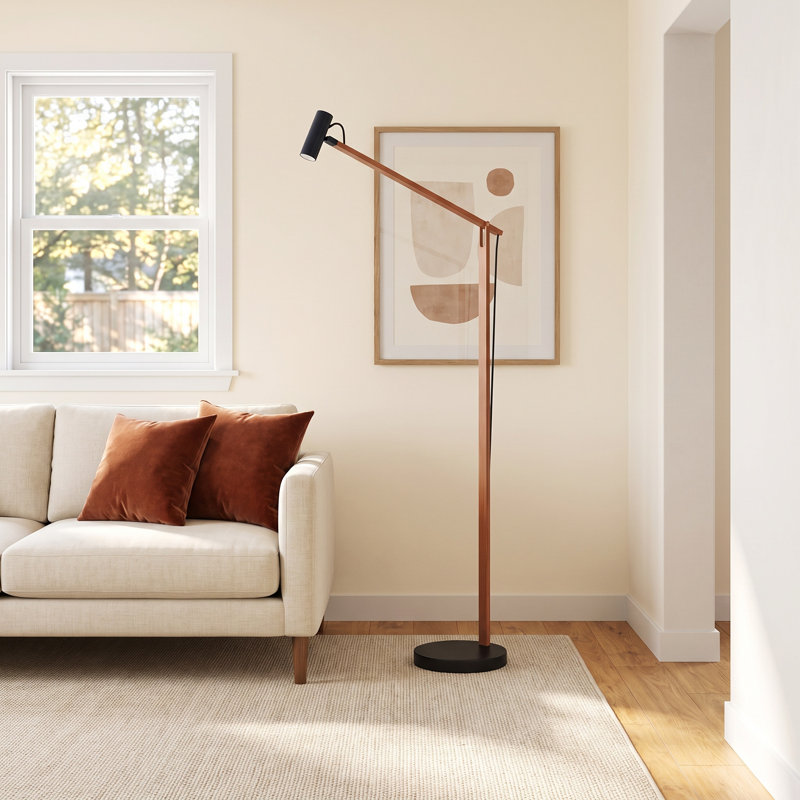 Dalila 60.5 " LED Task Floor Lamp, Walnut Wood/Black