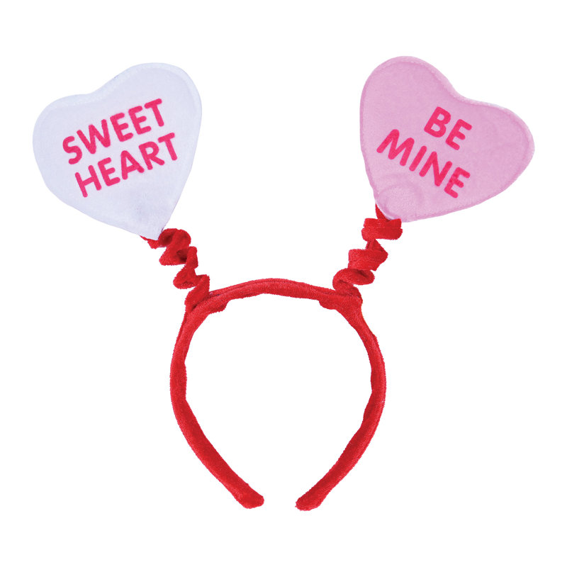 Serre-tête Beistle Candy Heart Boppers – Accessoire de tête fantaisie en forme de cœur avec serre-tête en plastique à pression pour les fêtes de la Saint-Valentin et les cabines photo