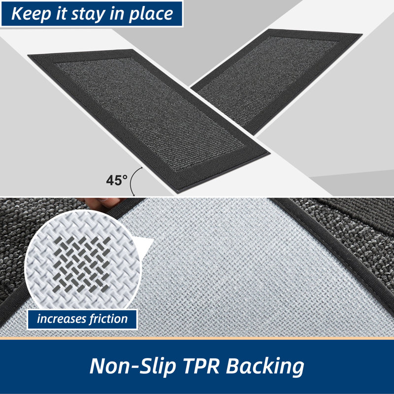 Traditional Anti-Fatigue Non-Skid Kitchen Mat, Dark Grey, Runner 61cm x 152.4cm