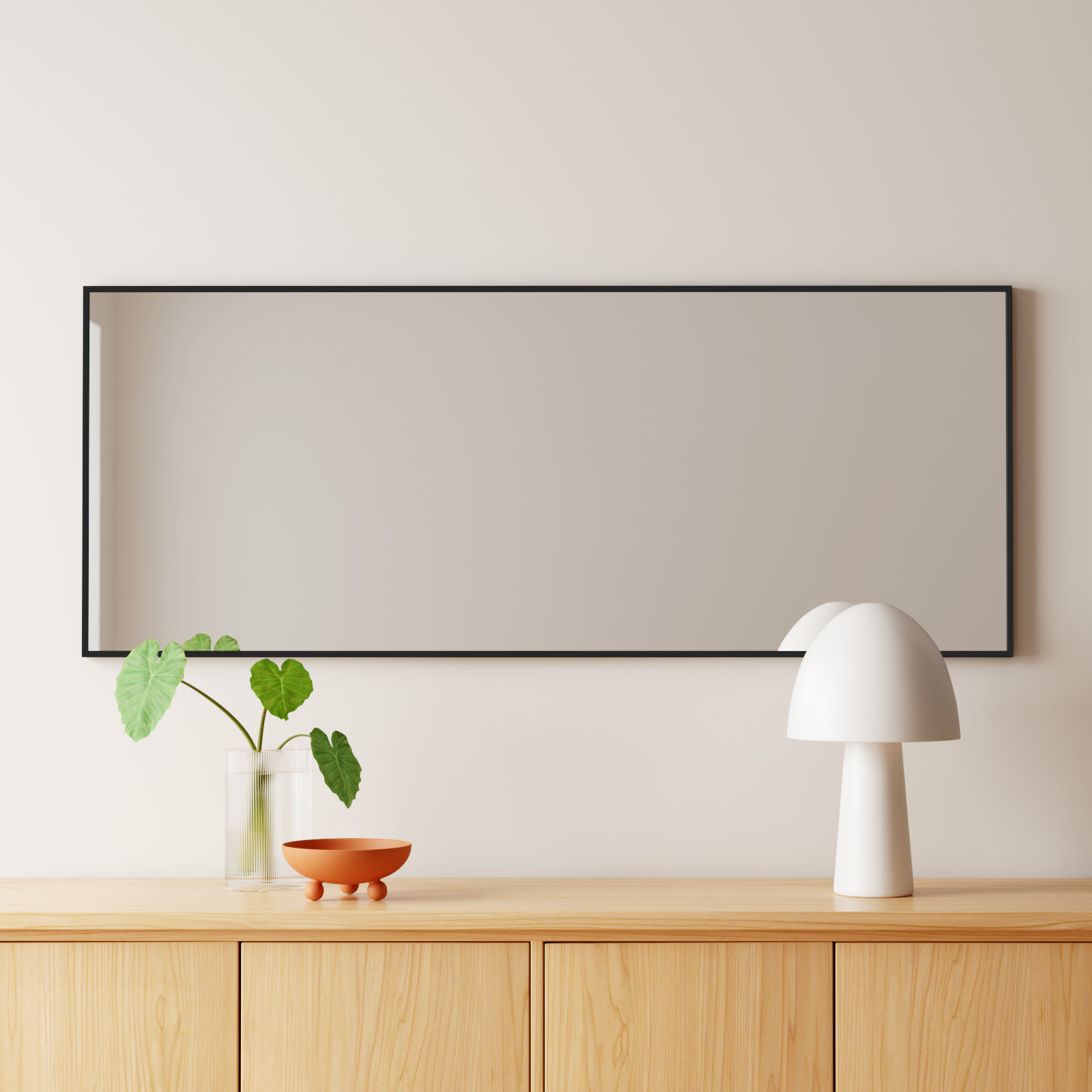 Sabine Metal Rectangle Wall Mirror, 60" x 24", Black