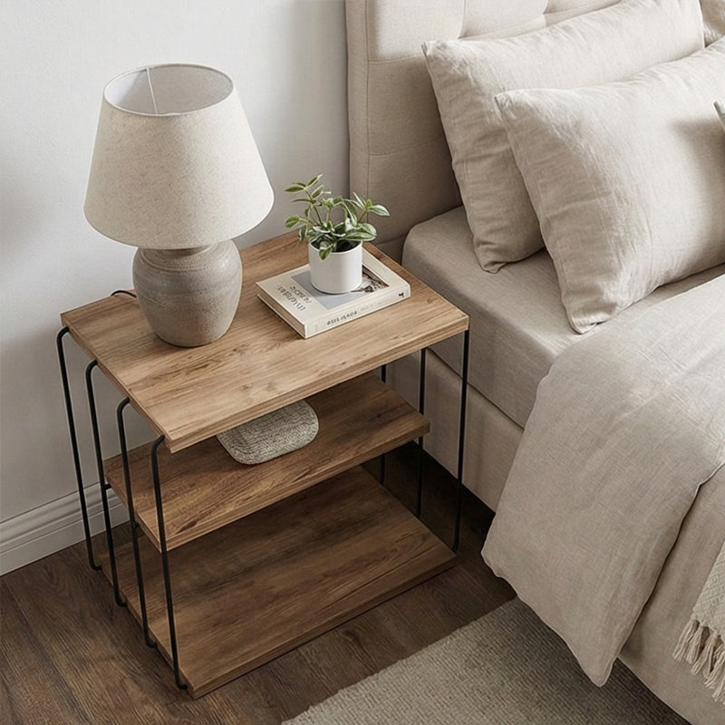Huxham 19.7'' W Metal Nightstand, Anthracite