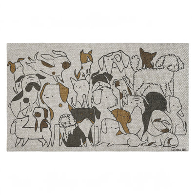 Eclectic Dog Breeds Outdoor Door Mat, design by Lucinda Wei, 18"x30"
