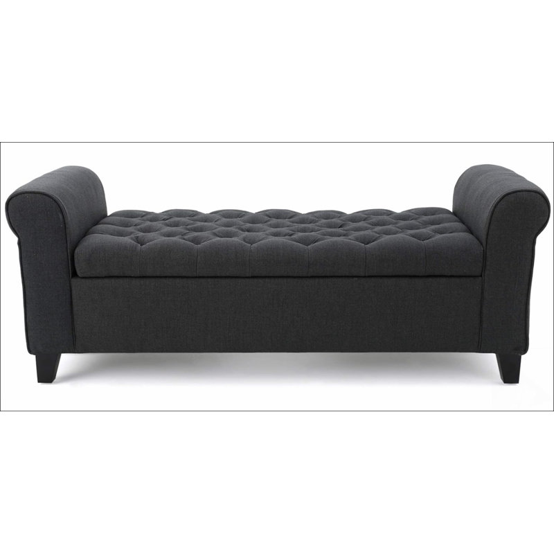 HAYES ARMED STORAGE BENCH A solid basic framework, comfortable, durable and beautiful, Dark Gray