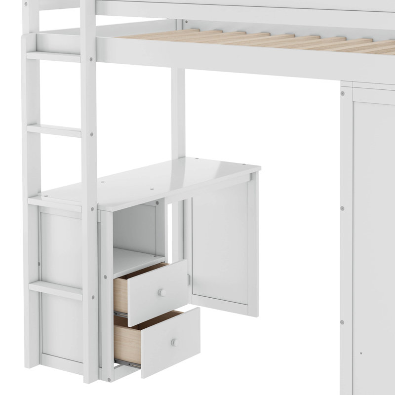 Ieishia Kids Loft Bed, Twin, White