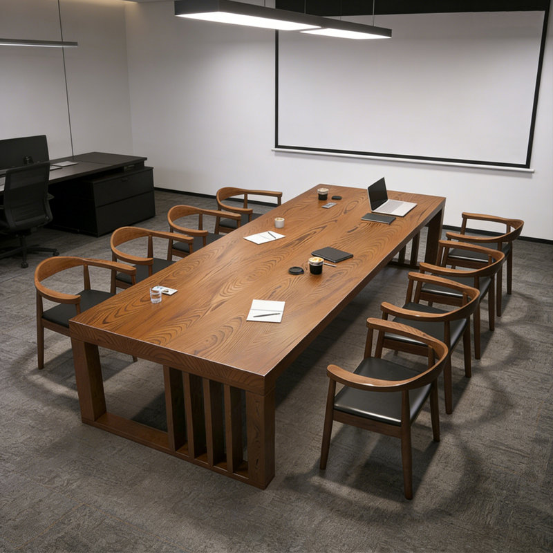 Solid Pine Wood Rectangular Conference Table