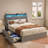 Bed Frame With LED, 4 Under-Bed Portable Storage Drawers-1190127089-1190127088