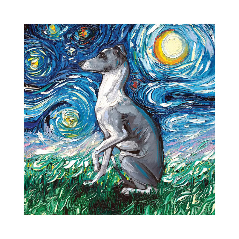 Whippet Night 1 Piece Wrapped Canvas Painting, 30.48 cm H x 30.48 cm W