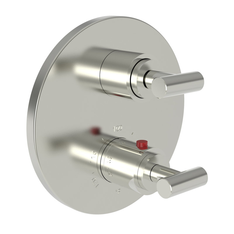 Pavani 1/2" Round Thermostatic Trim Plate With Handle, Polished Nickel