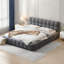 Grand lit plateforme tapissier avec tissu épais et structure solide pour plus de confort et de durabilité dans n'importe quelle chambre à coucher.-1599310763