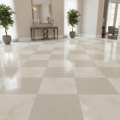 Precious Marble Checkerboard 24 In. x 24 In. Matte Porcelain Marble Look Floor And Wall Tile (38.76 Sq. Ft. / Case)