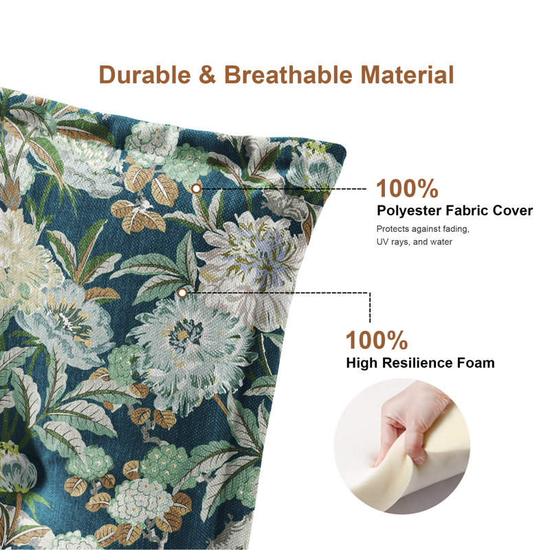 Indoor High Back Rocking Chair Cushions For Swivel Rocker, Outdoor Replacement Highback Dining Seat Pads With Back Elastic And Ties,48"X20"X2.5",Floral