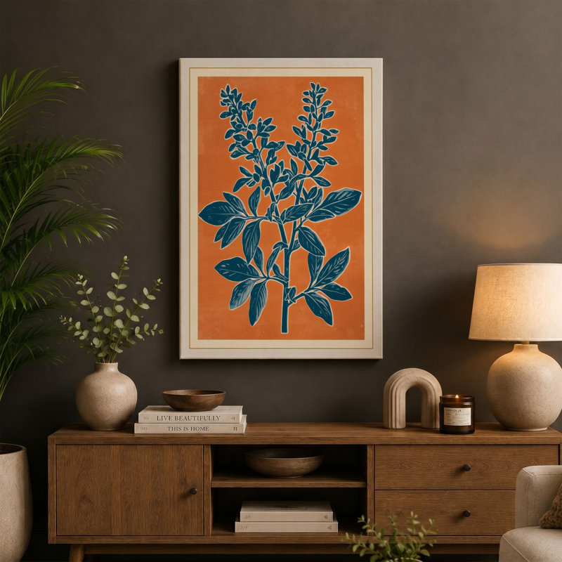 Healing Herb Study Botanical - Wrapped Canvas, 18x12 - 45.7 x 30.5 cm, Ochre Border