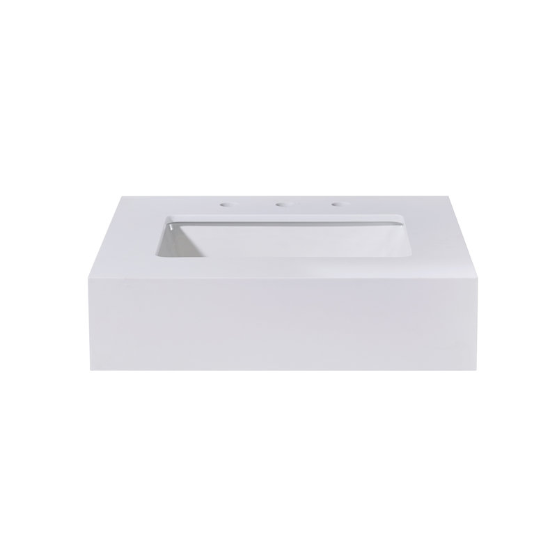 24" Snow White Ceramic Bathroom Vanity Top with Sink